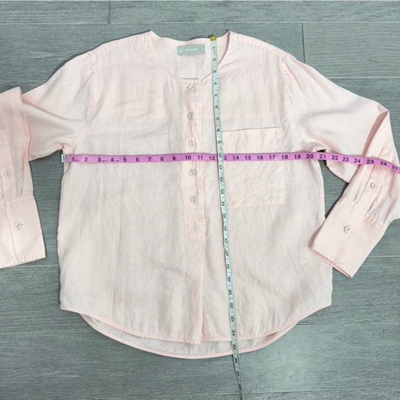 EVERLANE The Linen Popover Shirt Petal Pink 6 Long Sleeve Half Button Lagenlook - Picture 9 of 10
